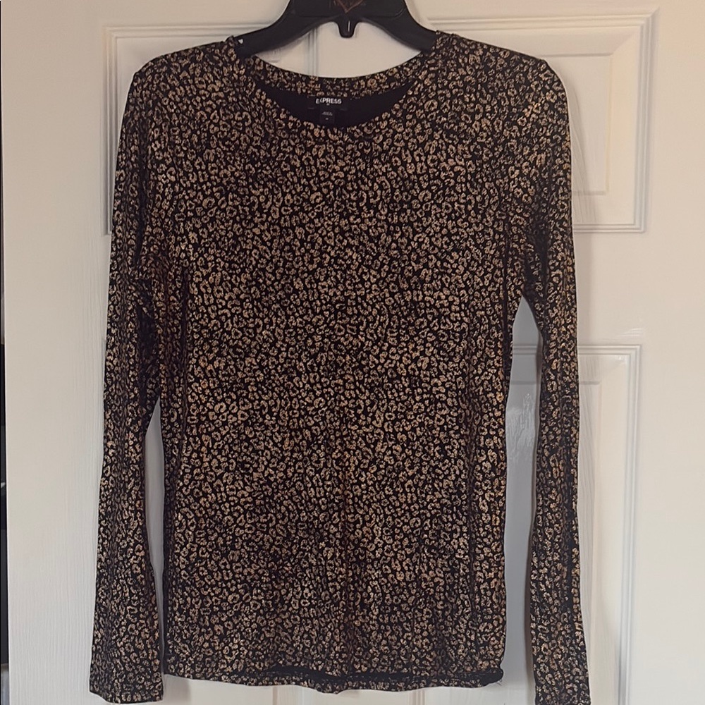 Express Leopard Print Long Sleeve Top